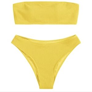 NEW Yellow Bandeau Swimsuit Set